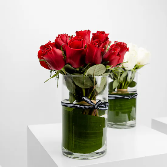 White & Red Roses Vases