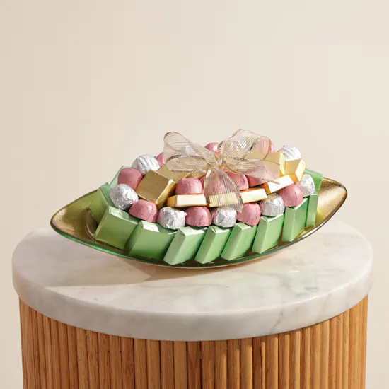 Bateel Chocolate Ava Leaf-shaped Small Glass Tray