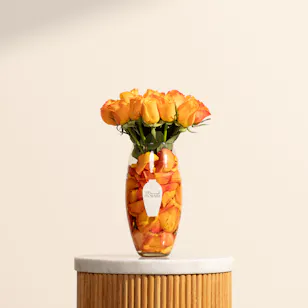 Radiant Orange Rose Vase