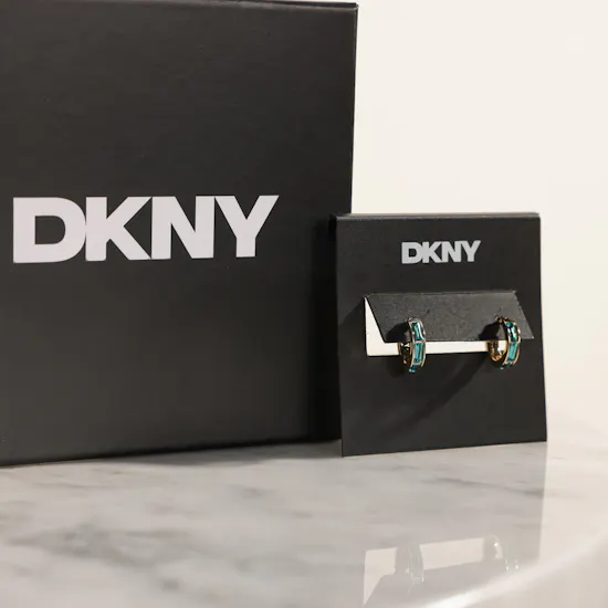 Dkny Green Crystal Gold-Tone Hoop Earrings | Bright Flower Vase