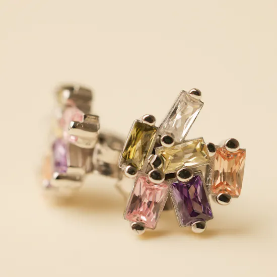 Zia Handcrafted Colorful Baguette Stones Women's Earrings