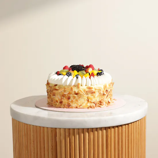 Creamy Ribbons Crème Brûlée Fruit Cake