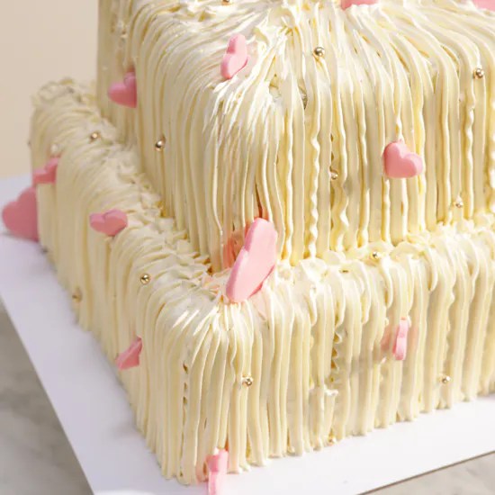 Floward Happy Birthday with Pink Hearts Two Tier Cake