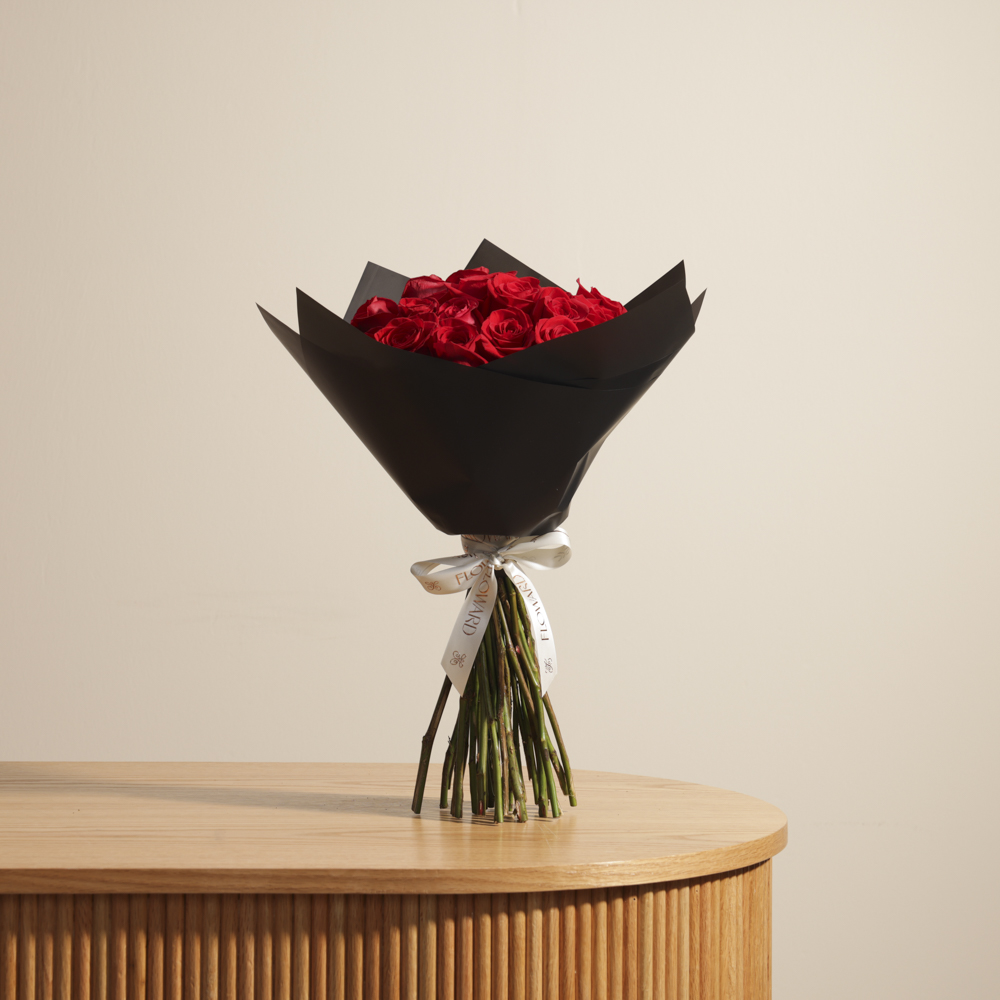 Romantic Crimson Roses Bouquet | 35 Flowers