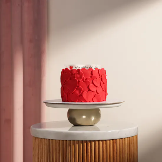 December Cake Red Hearts Customized Cake