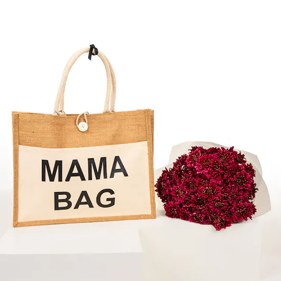 Dee mama Mama Tote Bag | Red Chrysanthemum