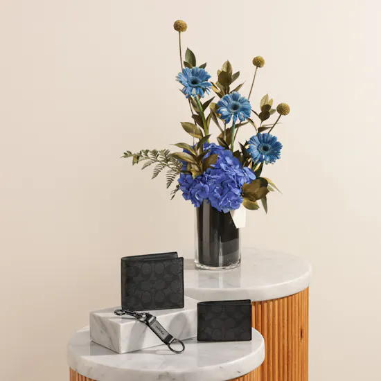 Coach Black Signature Canvas Wallet Gift Set for Men | Astounding Flowers