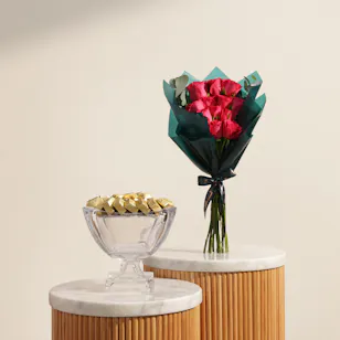Floward Premium Chocolate Stand | Magical Flower Bouquet