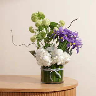 Lovely Iris and Hydrangea Vase
