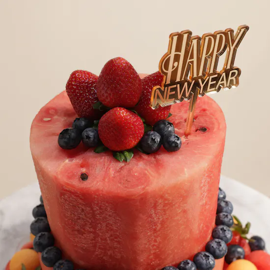 Fruitful Day Happy New Year 2-Tier Fruit Cake