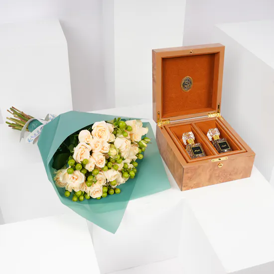 Saad Bashmakh Musk Box | Peach Baby Roses