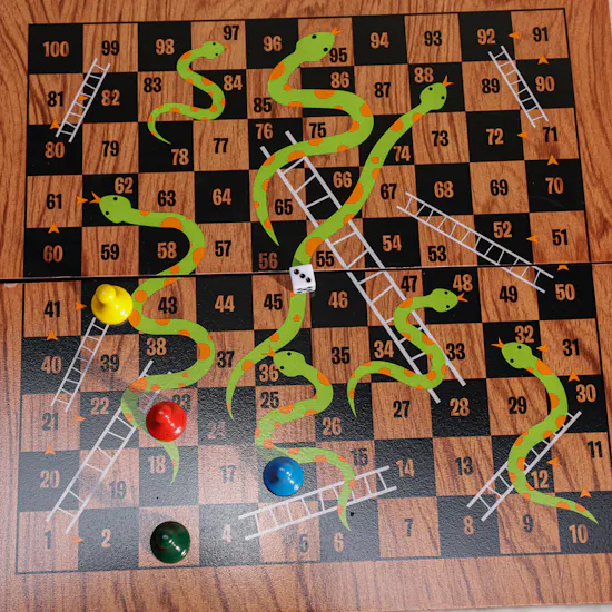 Merchant Ambassador Folding Wood Snakes and Ladders Set