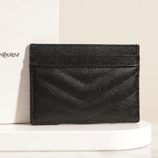Saint Laurent Cassandre Matelasse Leather Black Women's Card Holder