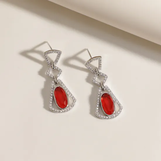 Floward Crimson Grace Silver Earrings