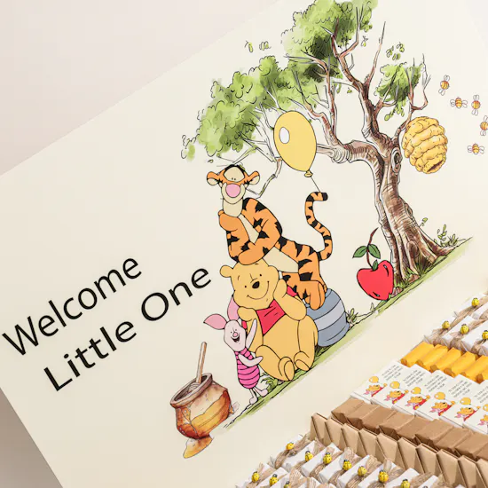 Le Chocolatier Dubai Personalized Winnie The Pooh Baby Boy Welcome Little One Large Chocolate Tray