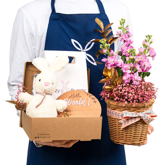 Cozy Bunny Pink Giftset | Flowers