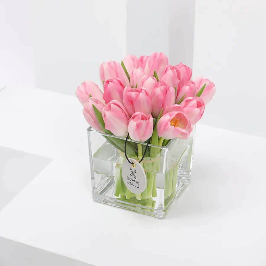 Pink Tulip | Square Vase 4