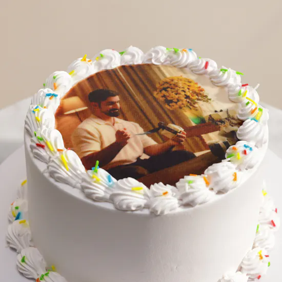 Mister Baker Personalized White Photo Cake with Sprinkles