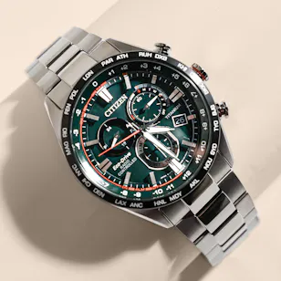 Citizen Male Super Titanium Eco Drive Green Watch