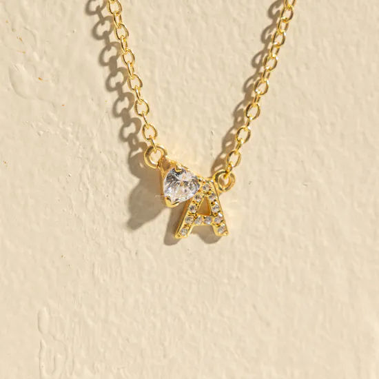 Hrh Dainty Letter A and Stone Gold Plated Necklace
