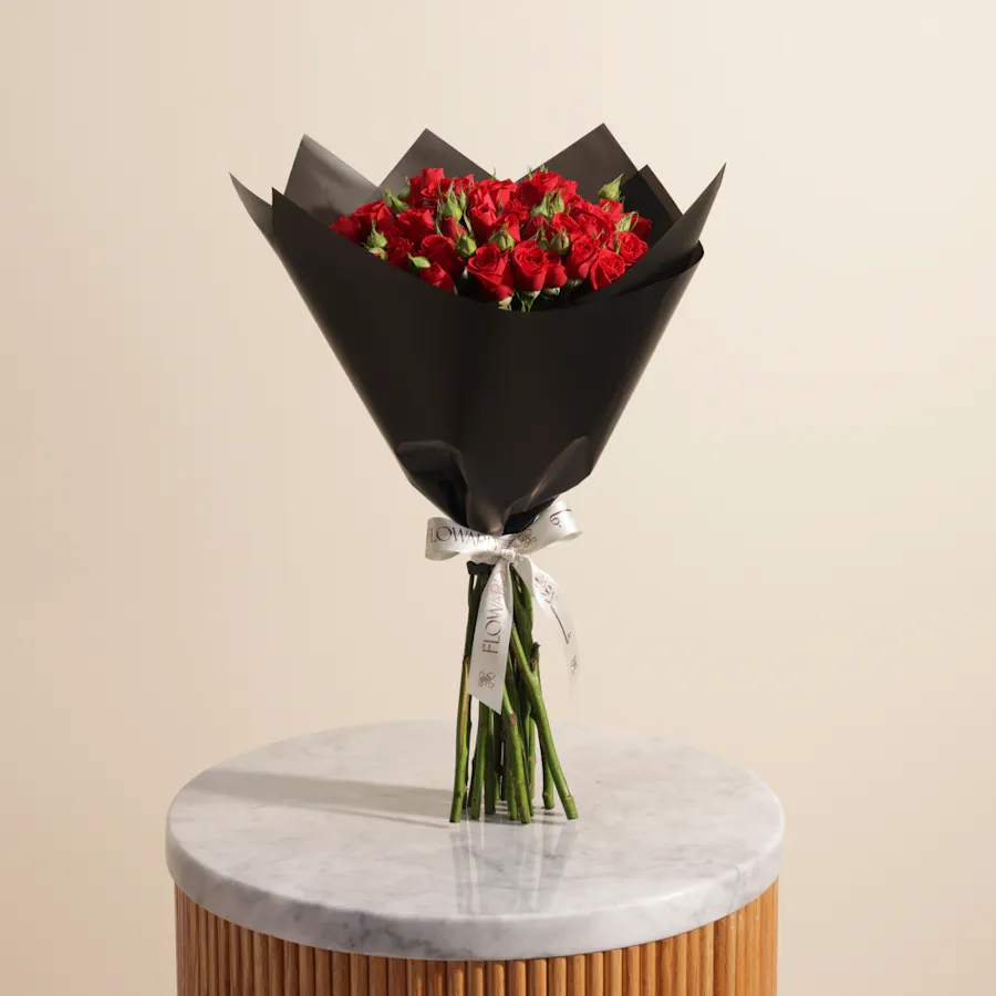 Red Velvet Bliss Baby Roses Bouquet 2