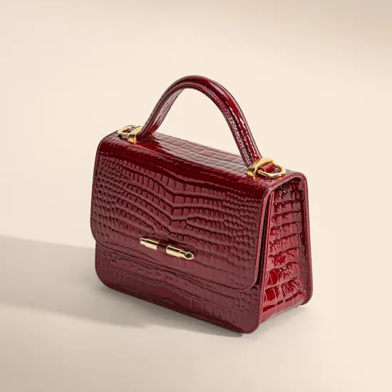 Rula Galayini Baby Vertigo Burgundy Croc-Print Women’s Bag