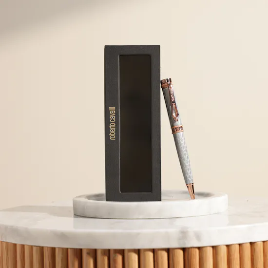 Roberto Cavalli Two Tone Silver & Rose Gold Ballpoint Pen