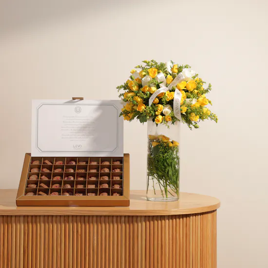 Levo Chocolates Box | Beauty of Roses Flowers Vase