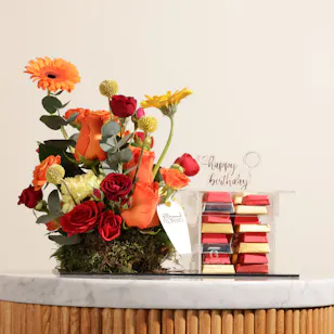 Ghazl Chocolatier Happy Birthday Chocolate Box | Warm Flowers