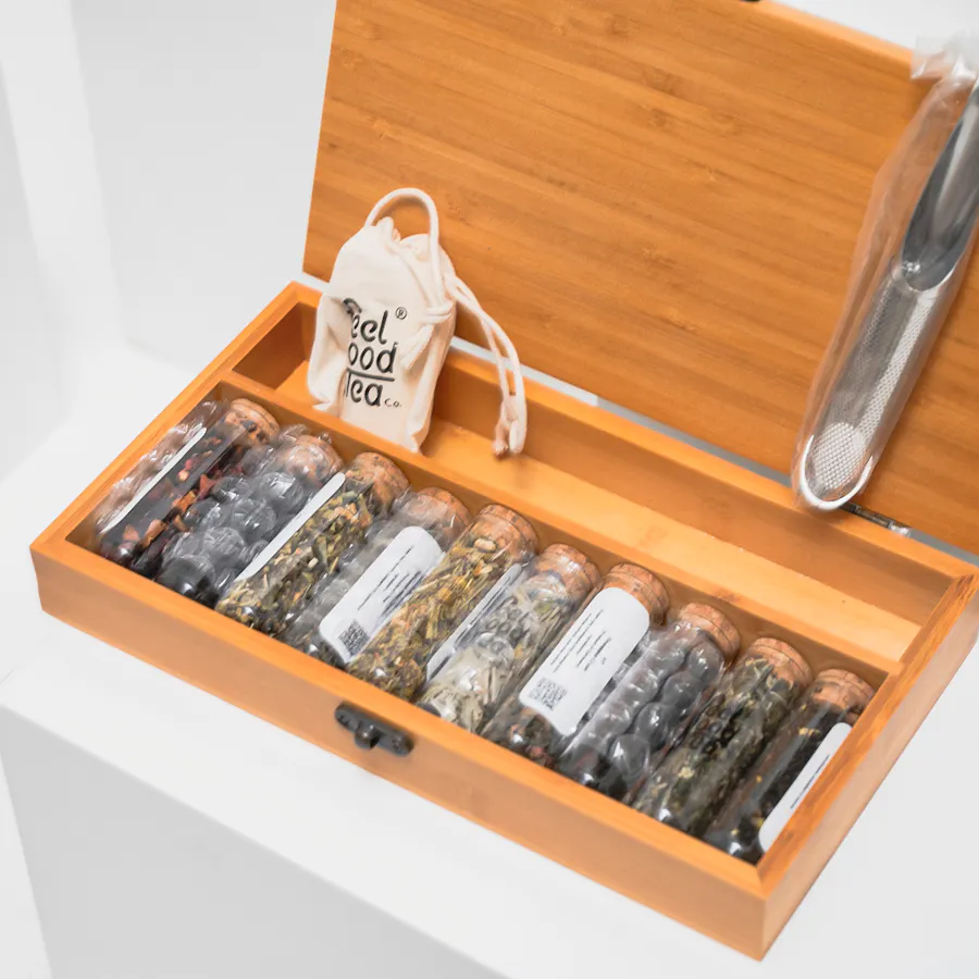 Feel Good Tea Wooden Box | Blooms Vase 3
