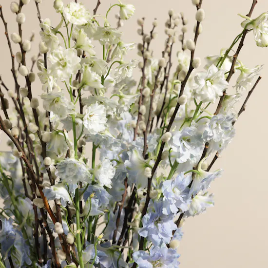 Soft Sky Light Blue Delphinium Vase