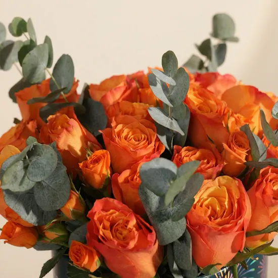 Cheerful Orange Rose Box | 23 Flowers