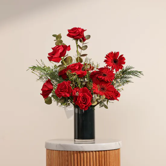 Scarlet Embrace Red Flowers Vase