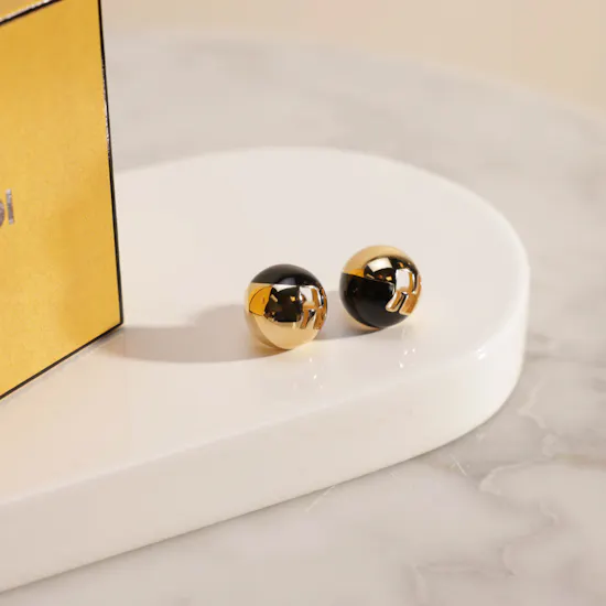 Fendi Sphera Gold and Black Women's Earrings